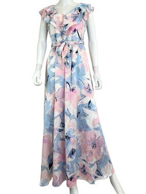 DKNY NWT Pastel Ruffle Maxi Dress Size 6